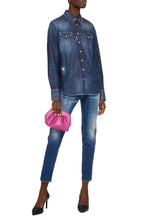 Carica l'immagine nel visualizzatore di Gallery, Camicia in denim con strass