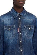 Carica l'immagine nel visualizzatore di Gallery, Camicia in denim con strass