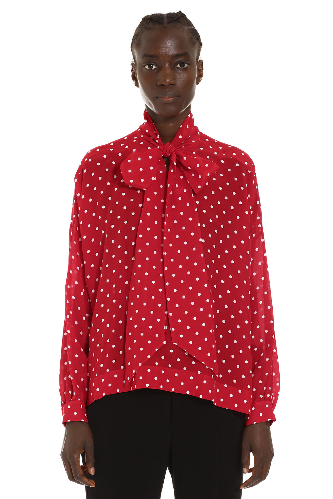 Blusa in seta a pois