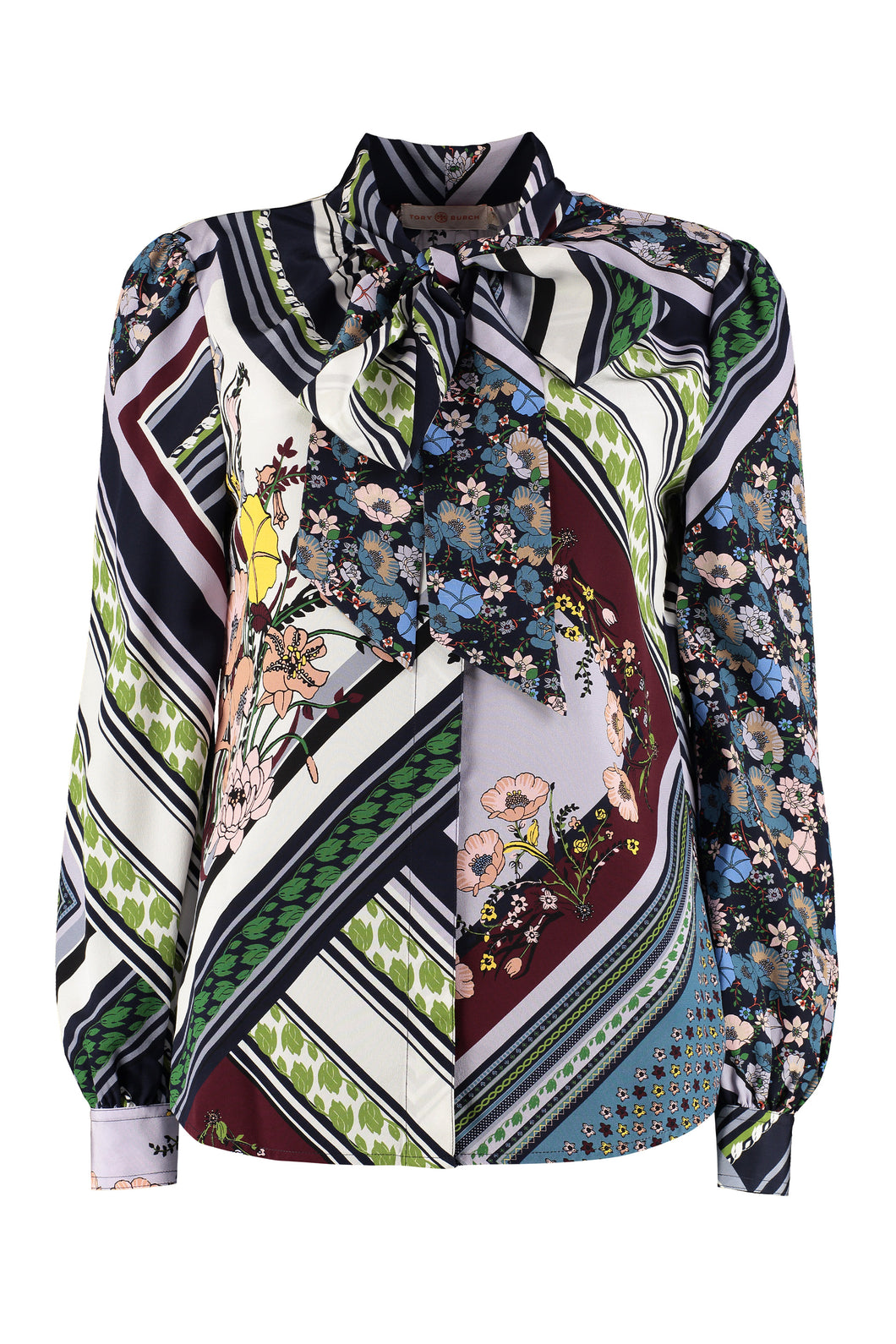 Blusa Bow stampata con arricciature