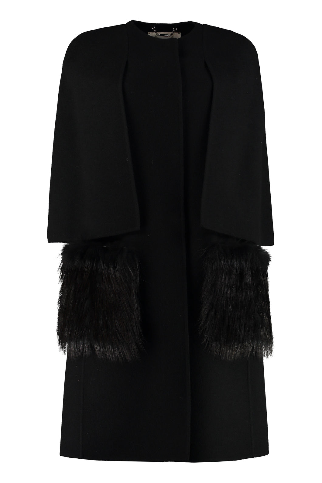 Cappotto in lana vergine con pelliccia di volpe