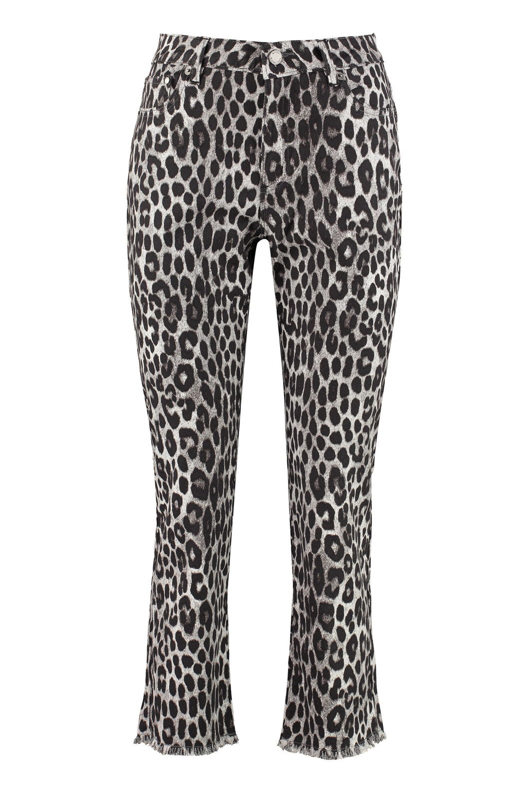 Cropped jeans in motivo leopardato