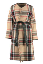 Carica l&#39;immagine nel visualizzatore di Gallery, Cappotto Riannodare misto lana motivo tartan
