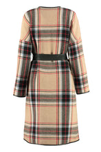 Carica l&#39;immagine nel visualizzatore di Gallery, Cappotto Riannodare misto lana motivo tartan
