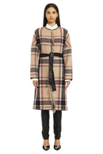 Carica l&#39;immagine nel visualizzatore di Gallery, Cappotto Riannodare misto lana motivo tartan
