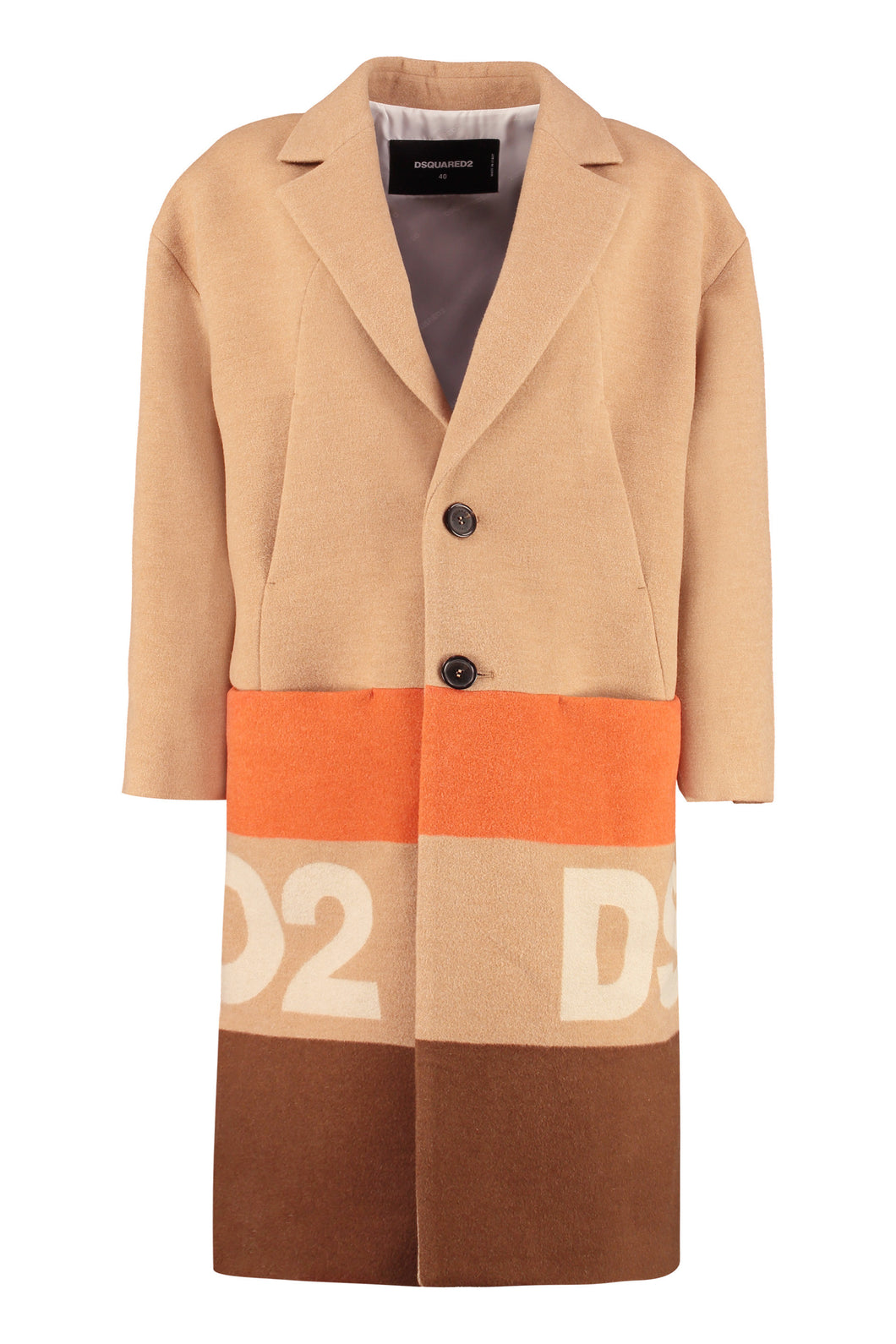 Cappotto in lana con intarsio